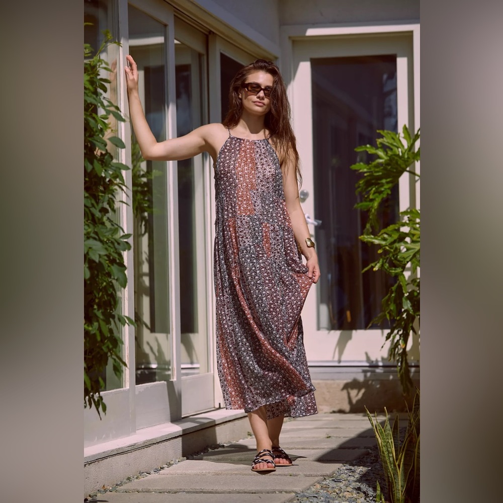 Shirred A-Line Tiered Dress